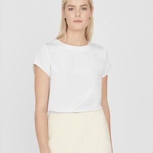 Cuyana Silk High Low Tee - Ivory - Large